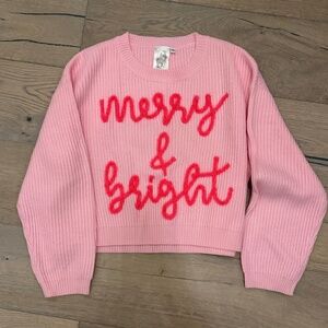 QUEEN OF SPARKLES Merry & Bright Sweater Small pink